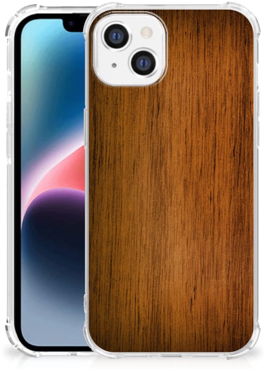 Apple iPhone 14 Plus Stevig Telefoonhoesje Donker Hout
