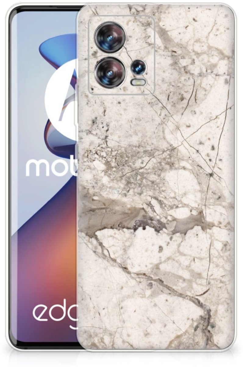 Motorola Edge 30 Fusion TPU Siliconen Hoesje Marmer Beige