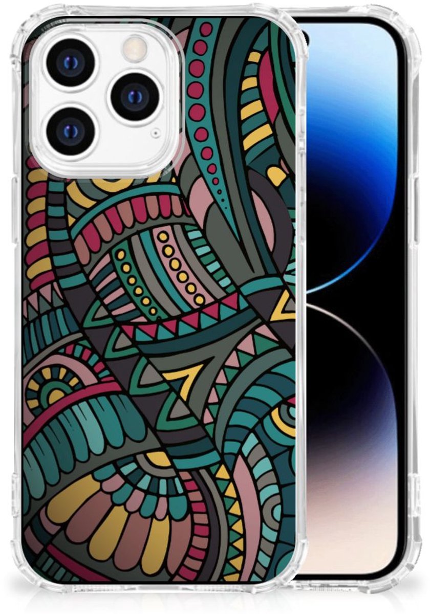 iPhone 14 Pro Doorzichtige Silicone Hoesje Aztec