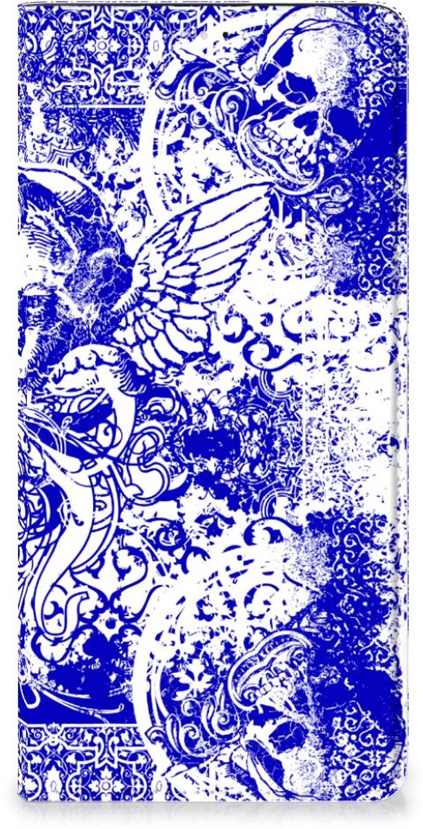 Mobiel BookCase Samsung Galaxy A33 5G Angel Skull Blauw