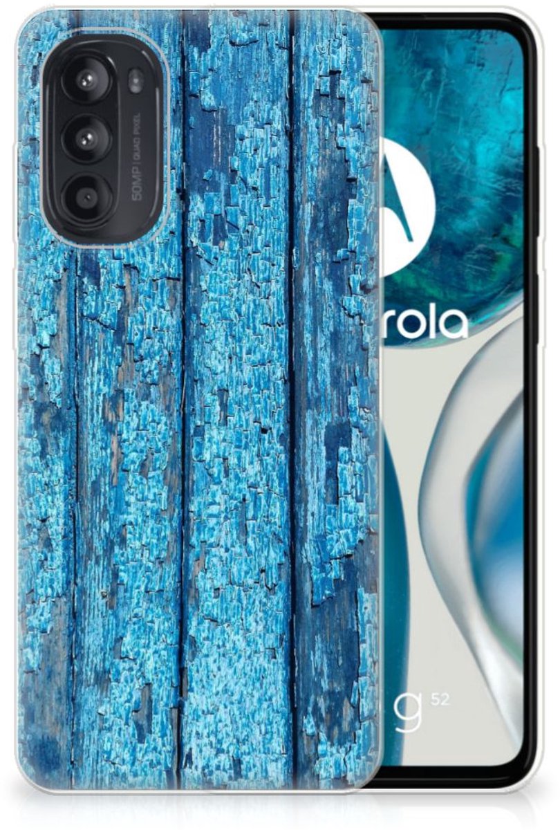 Motorola Moto G52/G82 Bumper Hoesje Wood Blue