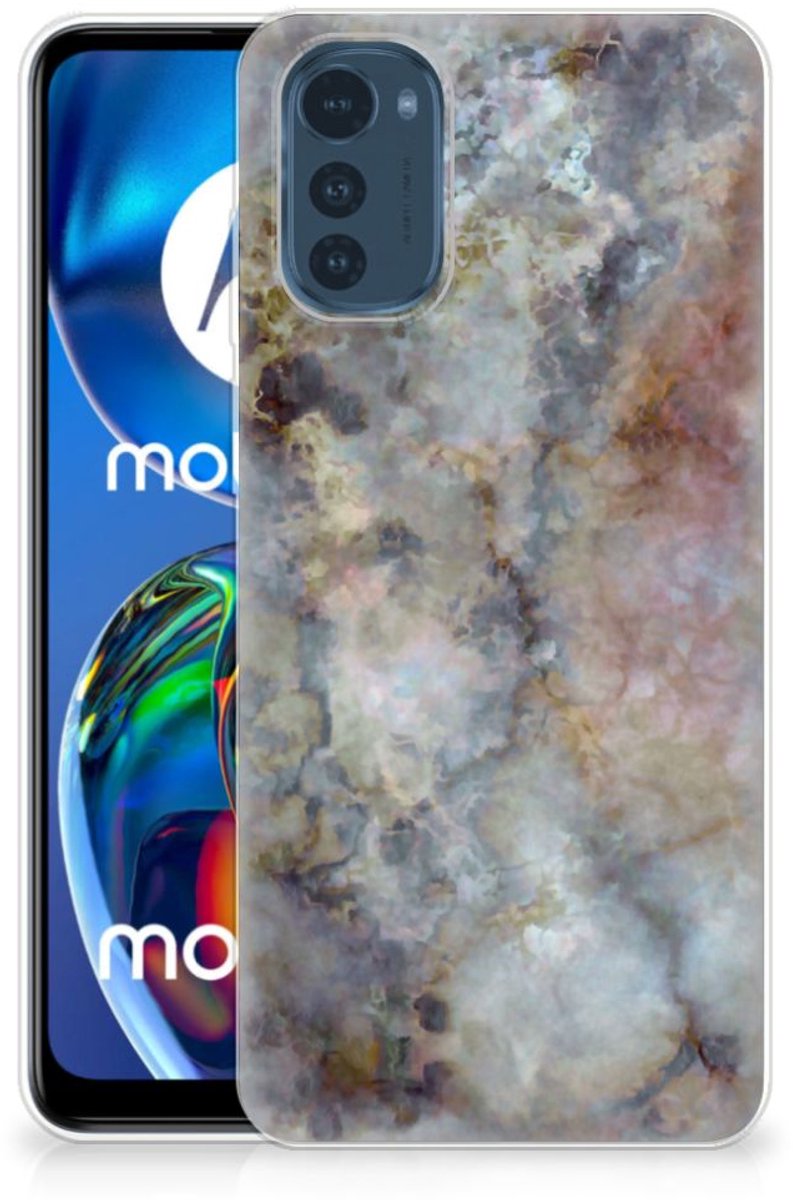 Motorola Moto E32/E32s TPU Siliconen Hoesje Marmer Grijs