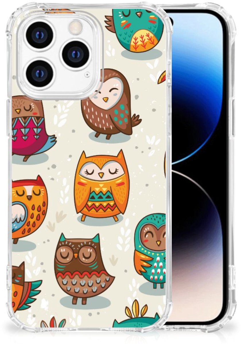 TPU Case Anti-Shock voor iPhone 14 Pro Case Anti-shock Vrolijke Uilen