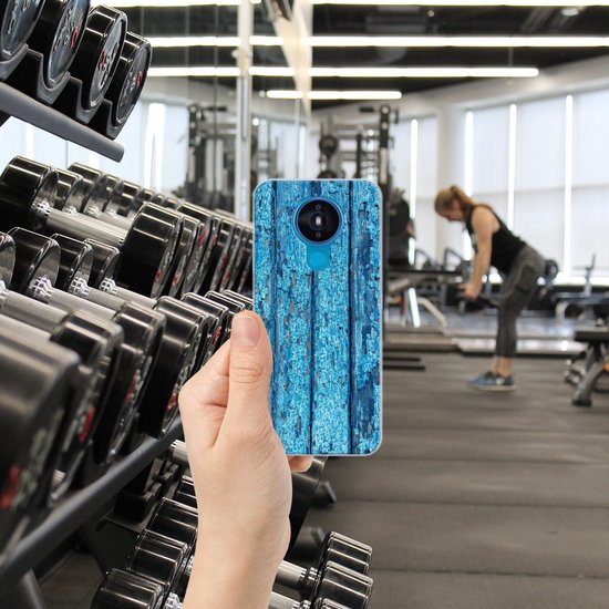 Coque Téléphone pour Nokia 1.4 Housse Coque Bois Bleu