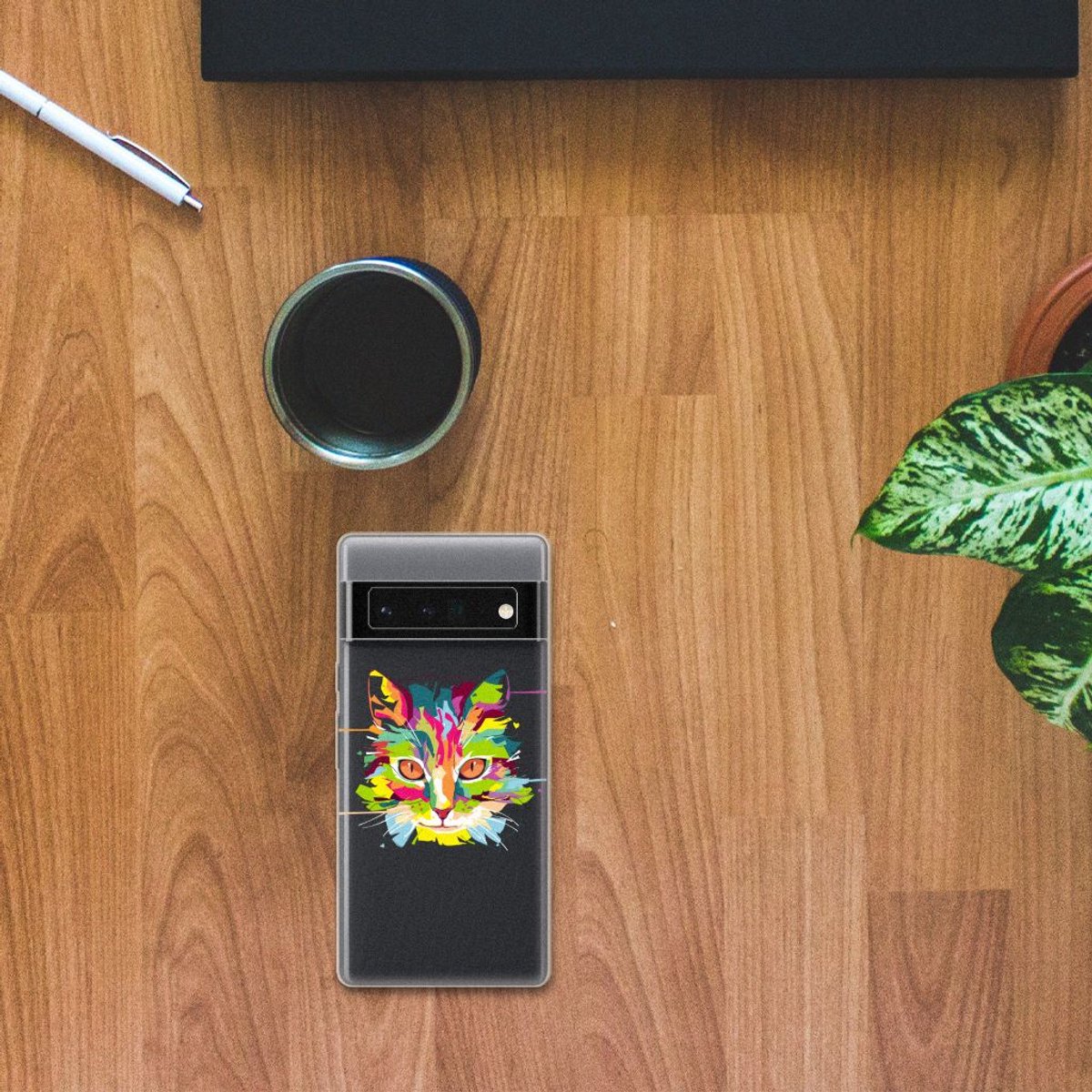 Google Pixel 6 Pro Telefoonhoesje met Naam Cat Color