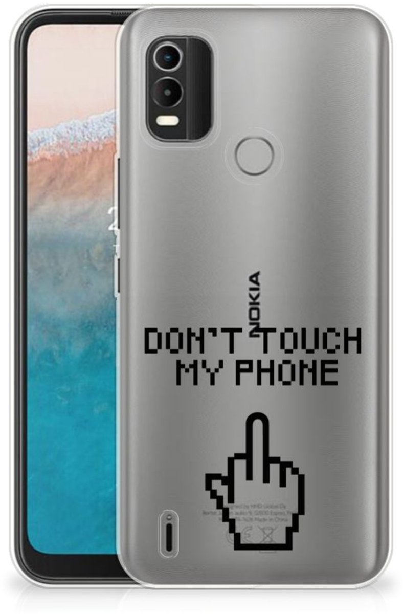 Nokia C21 Plus Silicone-hoesje Finger Don't Touch My Phone