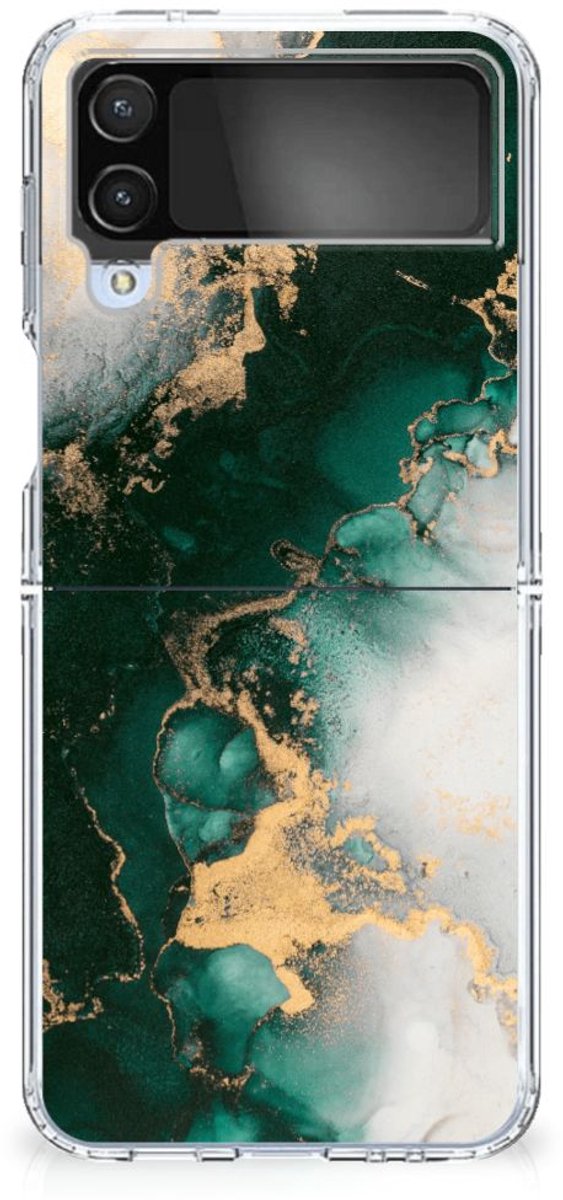 TPU Siliconen Hoesje voor Samsung Galaxy Z Flip 4 Marmer Groen