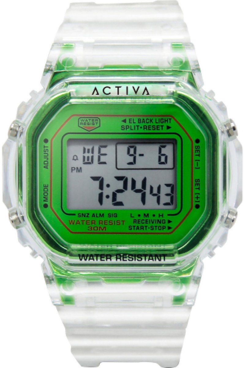 Invicta Activa Digital ACW424-008 Heren Horloge - Waterdicht - Digitaal - Quartz Uurwerk - Plastic met groene Wijzerplaat - 44mm