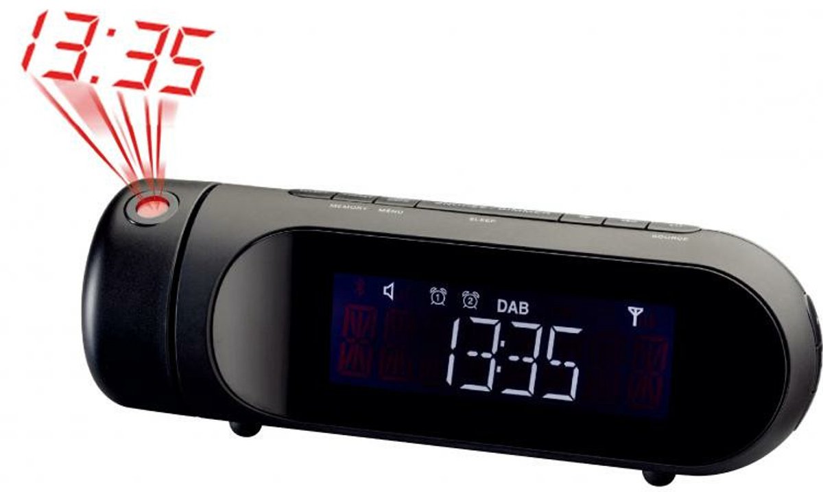 New Majestic RS 119P DAB, Digitale wekker, Ovaal, Zwart, DAB, DAB+, FM, PLL, Radio/Zoemer, Tijd