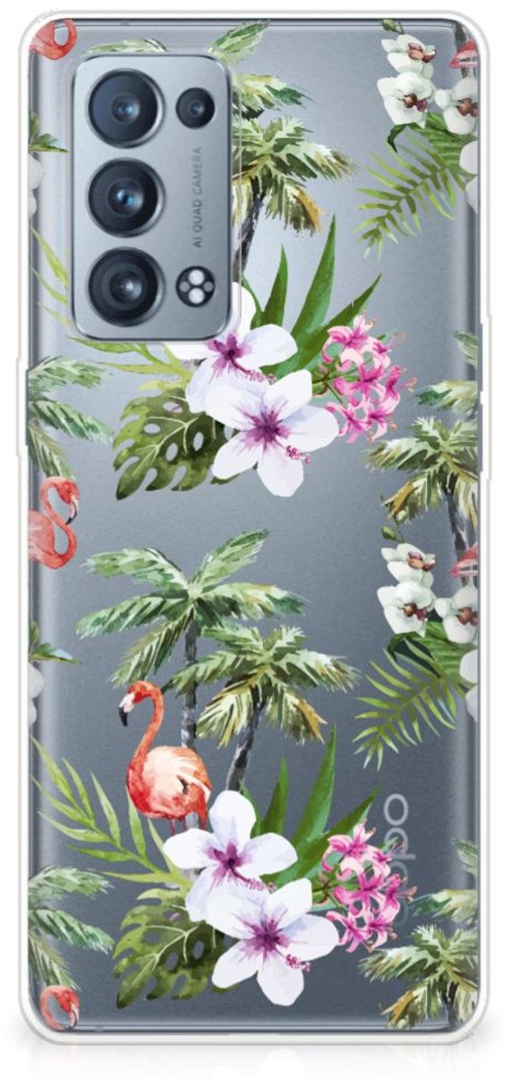 OPPO Reno 6 Pro Plus 5G TPU Hoesje Flamingo Palms