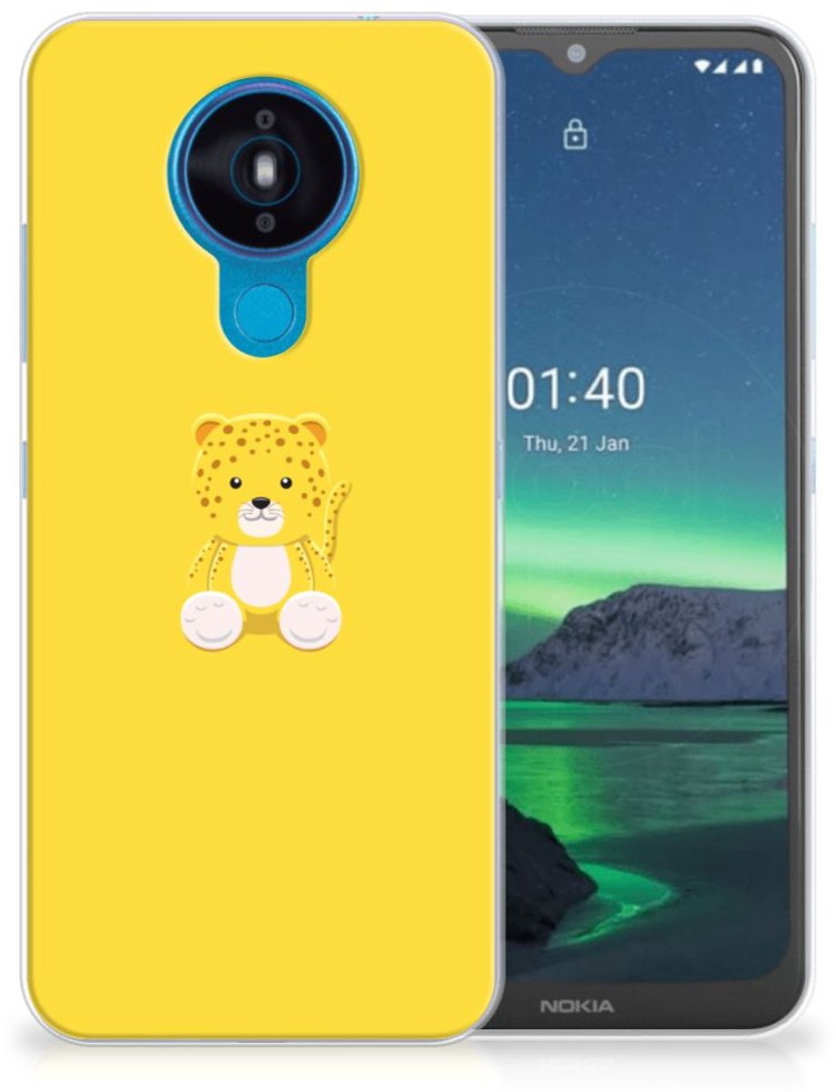 Back Cover voor Nokia 1.4 Telefoonhoesje met Naam Baby Leopard