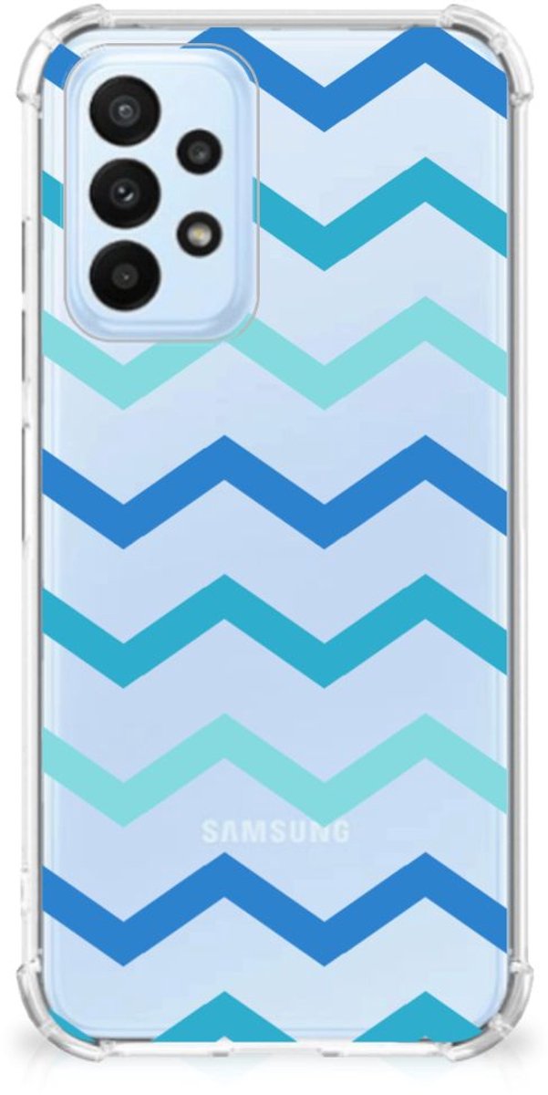 Samsung Galaxy A23 Doorzichtige Silicone Hoesje Zigzag Blauw