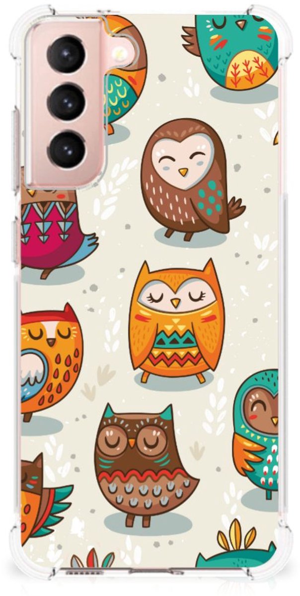 Samsung Galaxy S21 FE Case Anti-shock Vrolijke Uilen