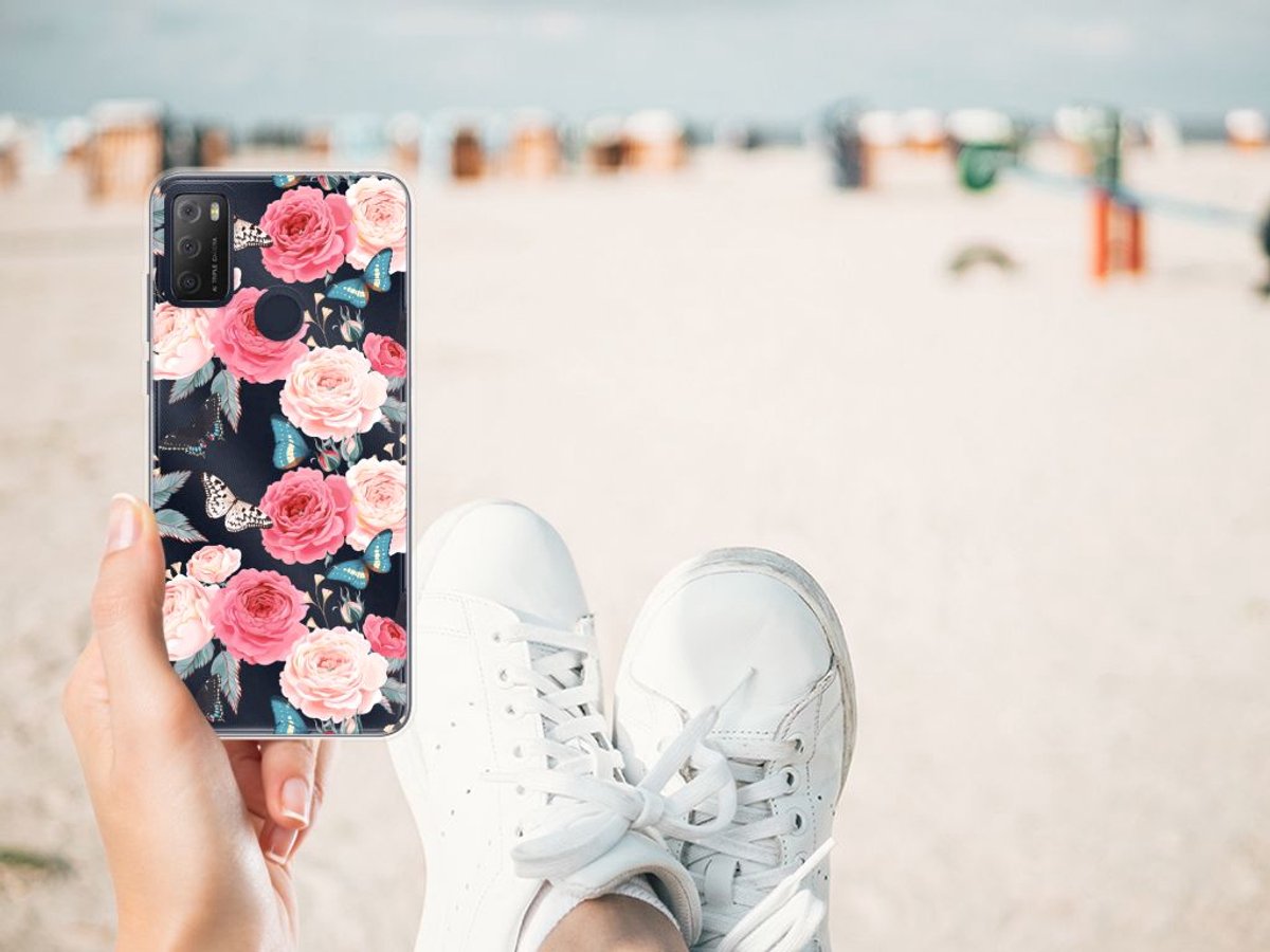 Alcatel 1S (2021) TPU Case Butterfly Roses