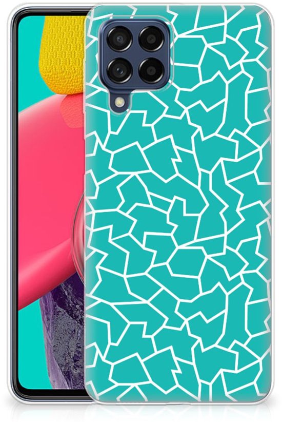 Coque Téléphone pour Samsung Galaxy M53 TPU Silicone Bumper Fissures Bleu