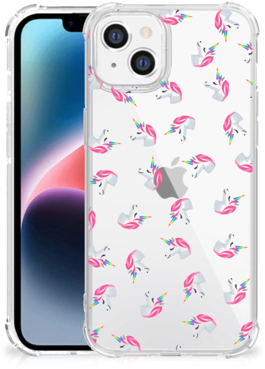 Doorzichtige Silicone Hoesje voor Apple iPhone 14 Plus Unicorns
