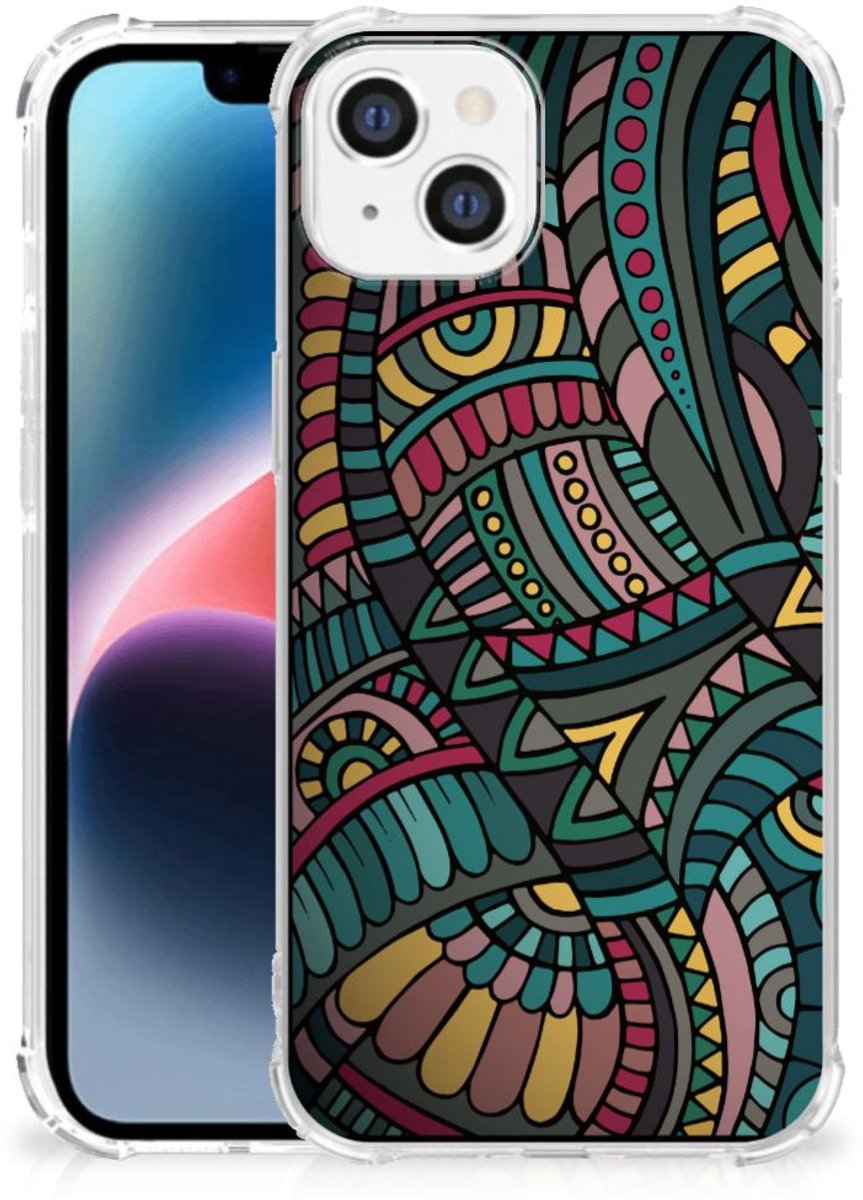 Apple iPhone 14 Plus Doorzichtige Silicone Hoesje Aztec