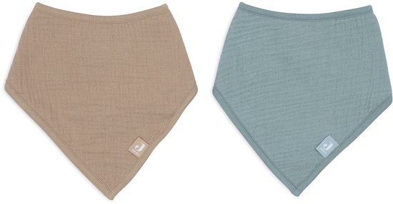 Jollein Baby Slab Bandana - Hydrofiel - Slabbetjes Baby - 2 Stuks - Sea Green/Biscuit van Jollein — afbeelding 2