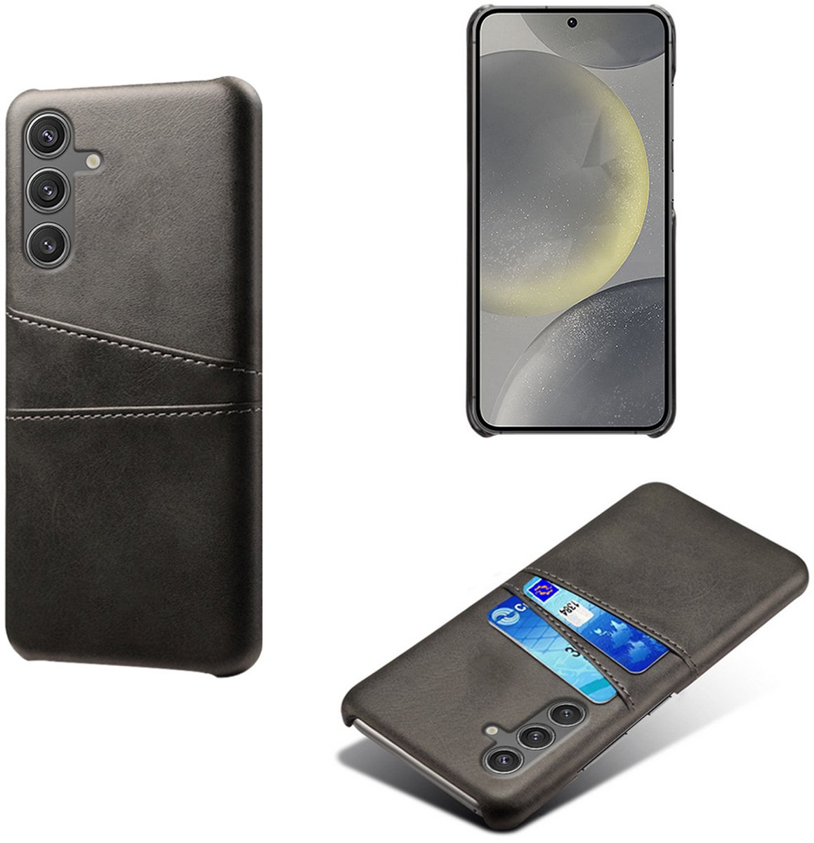 Backcover met Opbergvakjes + PMMA Screenprotector voor Galaxy S25 _ Zwart