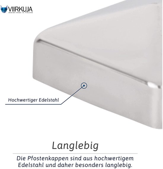 Viirkuja® Paalkappen 7x7cm - 10 st., 70x70mm RVS afrasteringspaal, piramidevorm. Paalkap/afrasteringskappen voor houten/afrasteringspalen