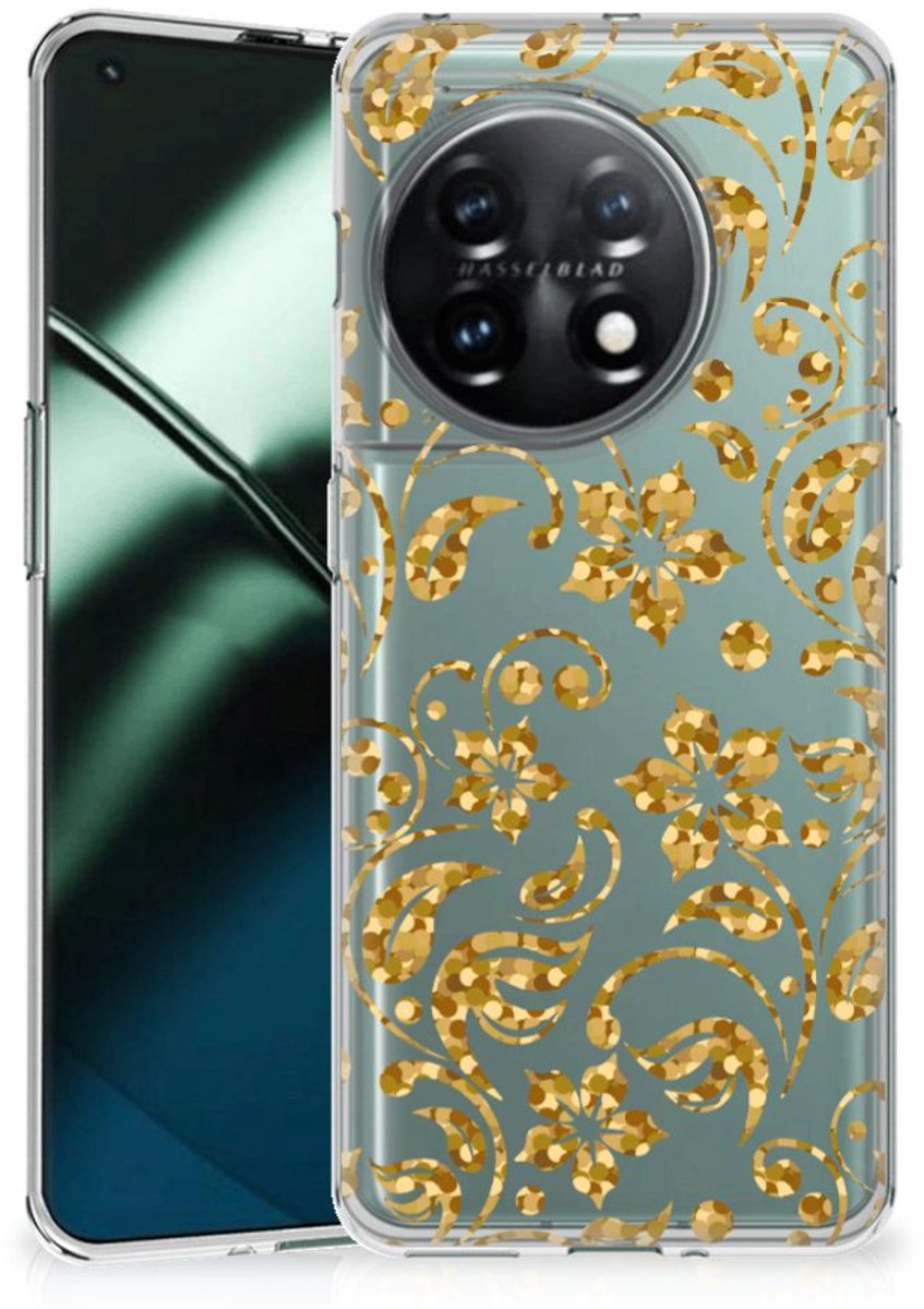 OnePlus 11 TPU Case Gouden Bloemen
