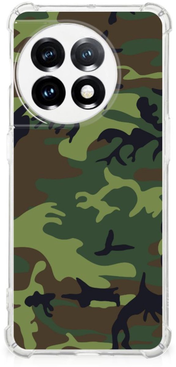 OnePlus 11 Doorzichtige Silicone Hoesje Army Dark