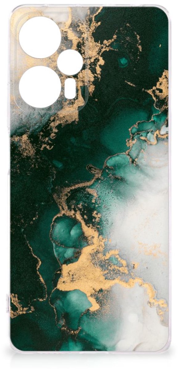 TPU Siliconen Hoesje voor Xiaomi Poco F5 Marmer Groen