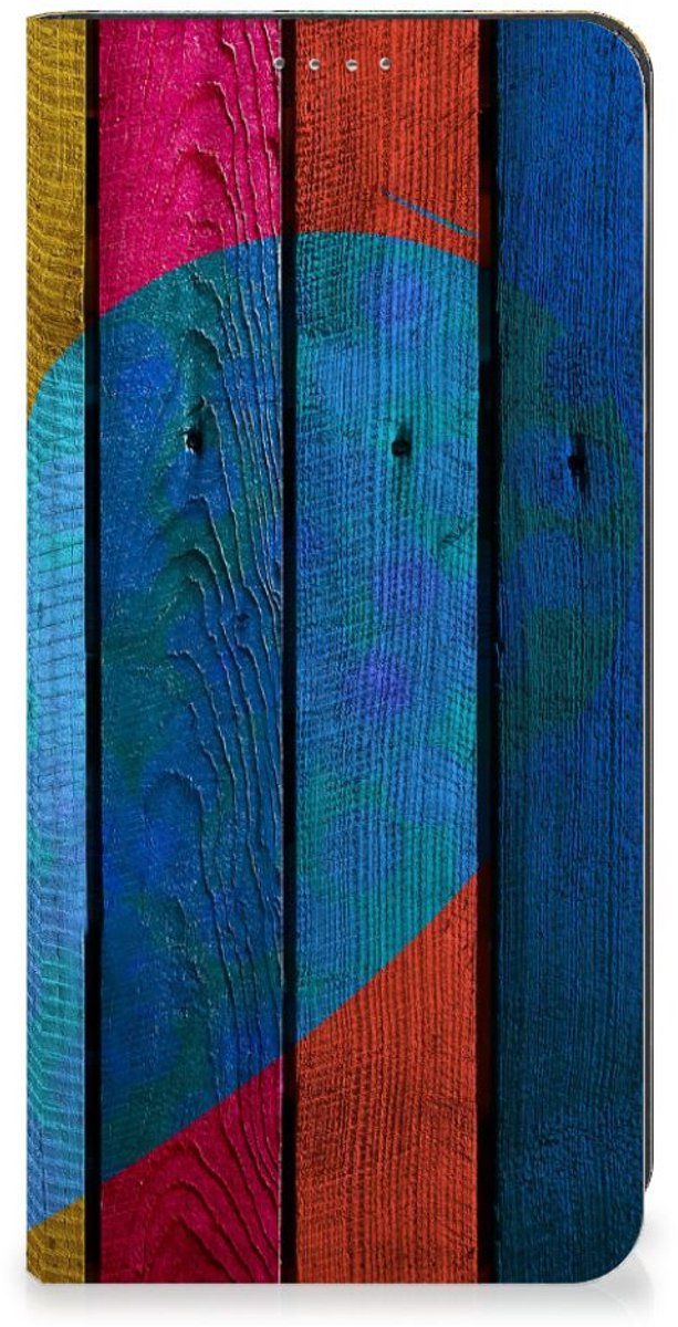 Google Pixel 8 Book Wallet Case Wood Heart - Cadeau voor je Vriend