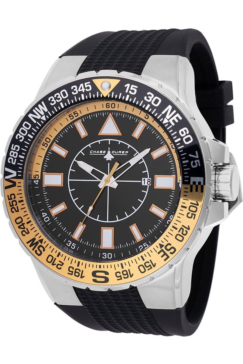 Chase Durer CDW-0102 Heren Horloge - Waterdicht - Analoog - Quartz Uurwerk - Roestvrij Staal met zwarte Wijzerplaat - 52mm