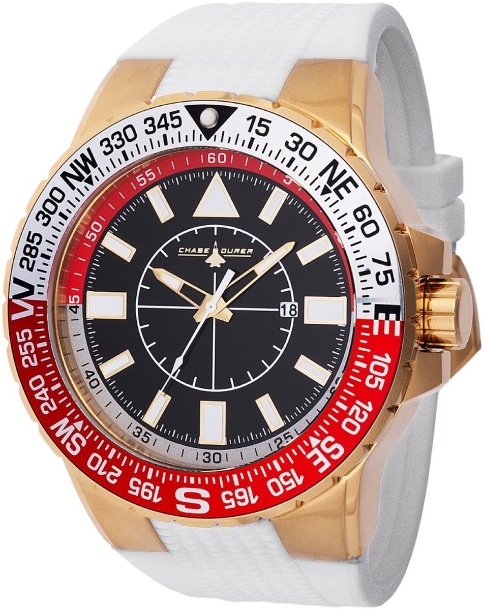 Chase Durer CDW-0106 Heren Horloge - Waterdicht - Analoog - Quartz Uurwerk - Roestvrij Staal met zwarte Wijzerplaat - 52mm