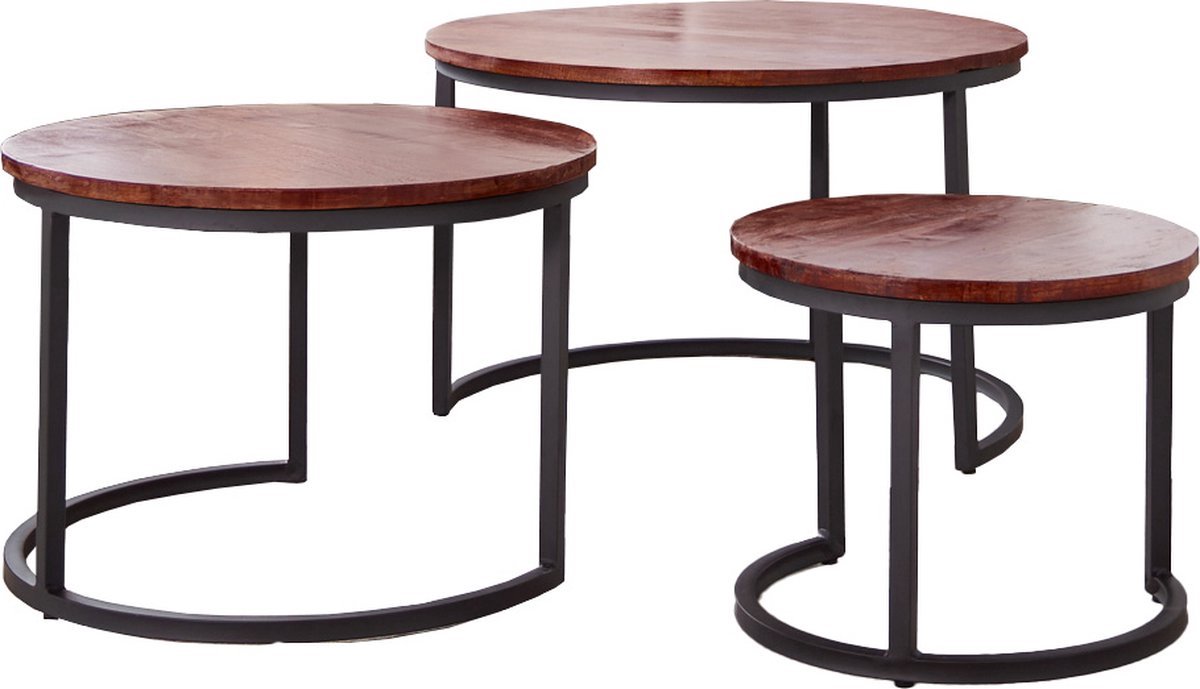 Bolt Edge Salontafel - Ronde sofa tafel - Industrieel - Eenvoudige montage Bruin