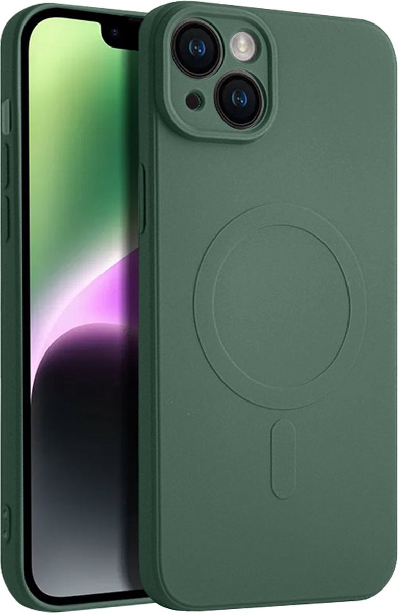 Casify Siliconen Hoesje geschikt voor MagSafe iPhone 14 Plus Hoesje - Legergroen