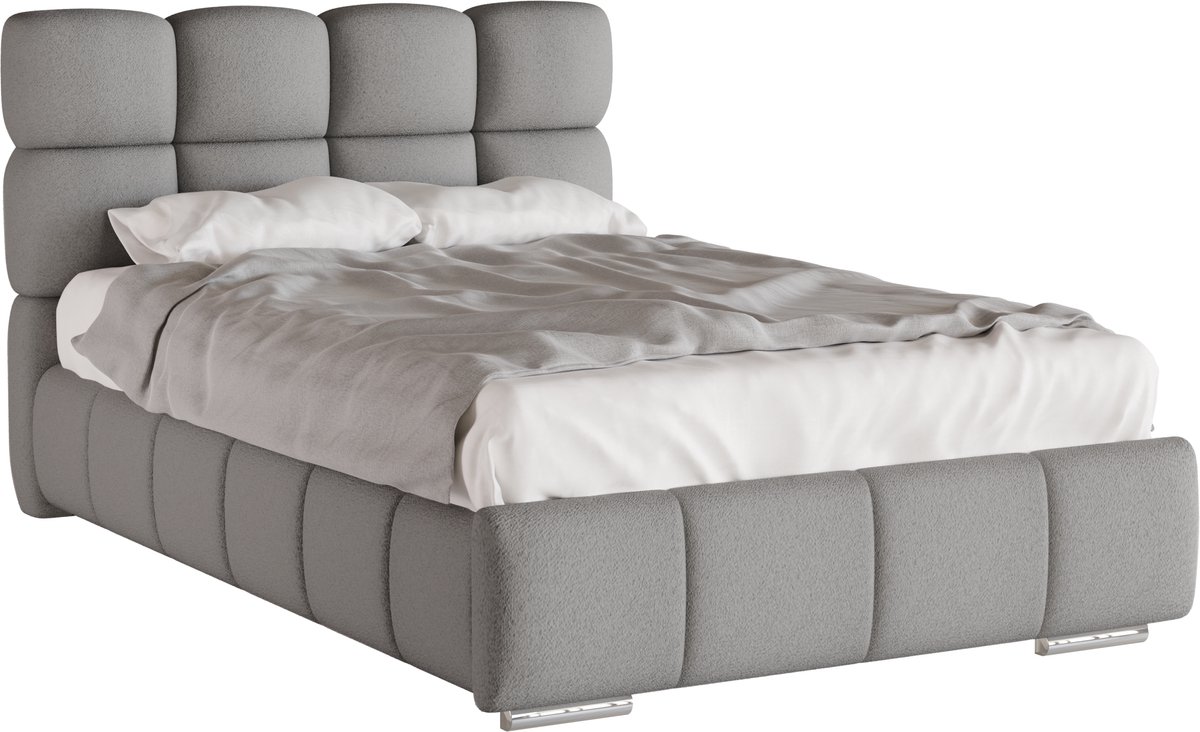 Homesy The Essence of Comfort Tweepersoonsbed Bliss / Eenpersoonsbed 120 x 200 cm met opbergruimte, lattenbodem en 7zonen Multipocketmatratze CIRA (24cm) grijs