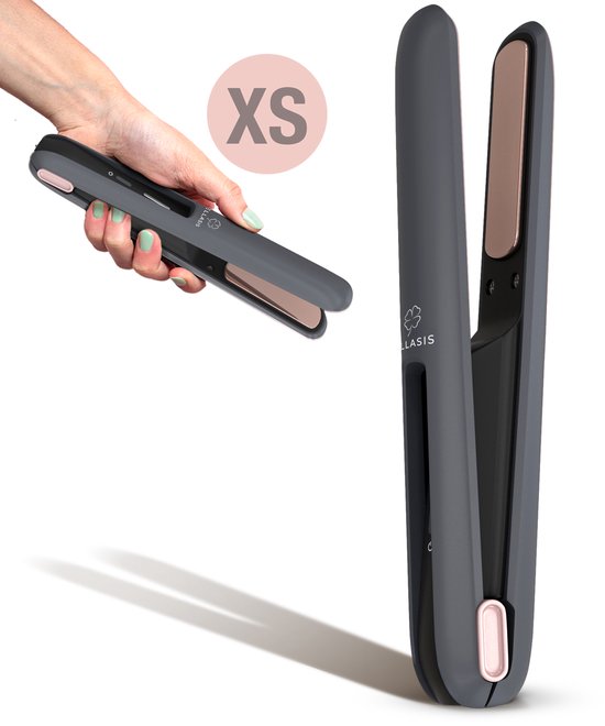 Èllasis® Draadloze stijltang - Hair Straightener - 2 in 1 - Krultang - Draadloos - Mini - Reis - Haar - Zwart