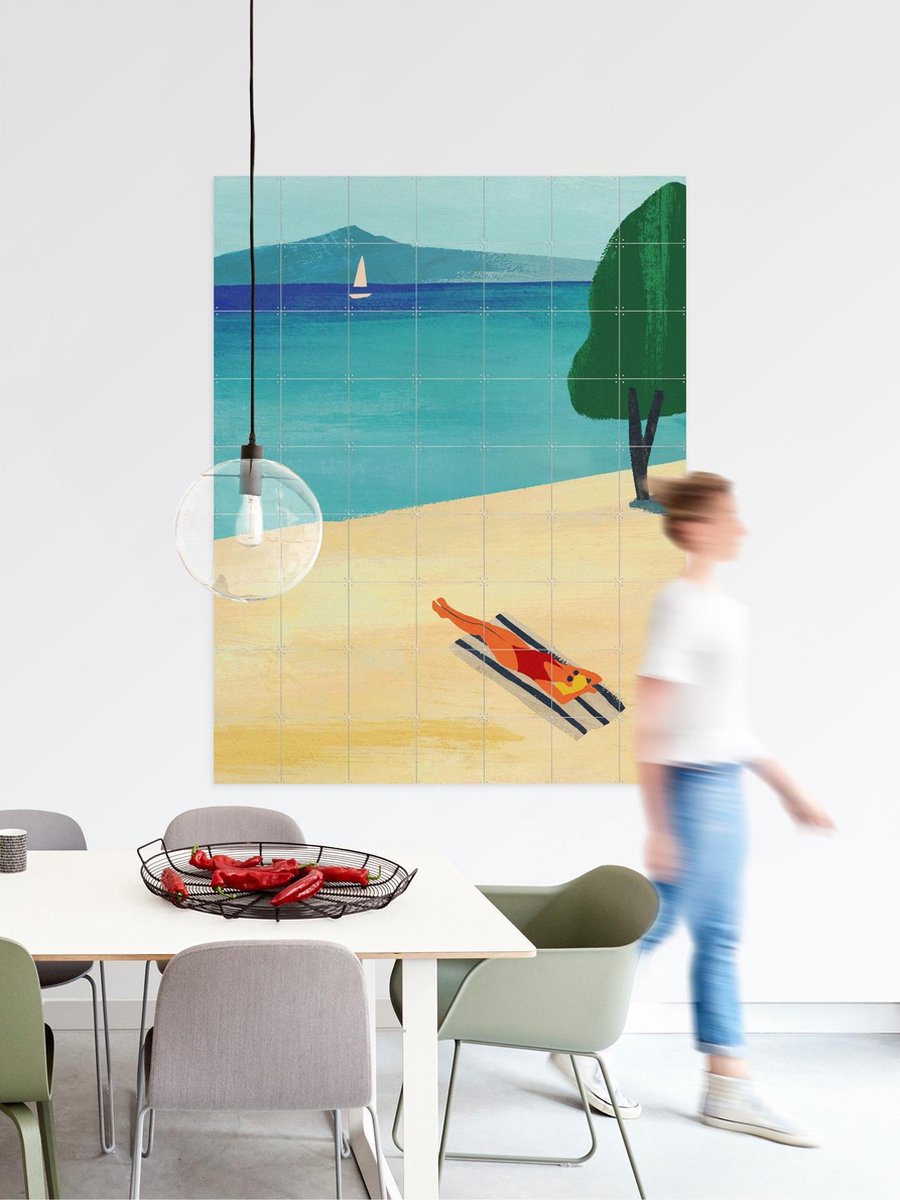 IXXI Summer at the Lake, Henry Rivers - 80 x 100 cm - Gratis ophangtool - Grote wanddecoratie en posters - Speels, Abstract, Kleurrijk, Illustraties
