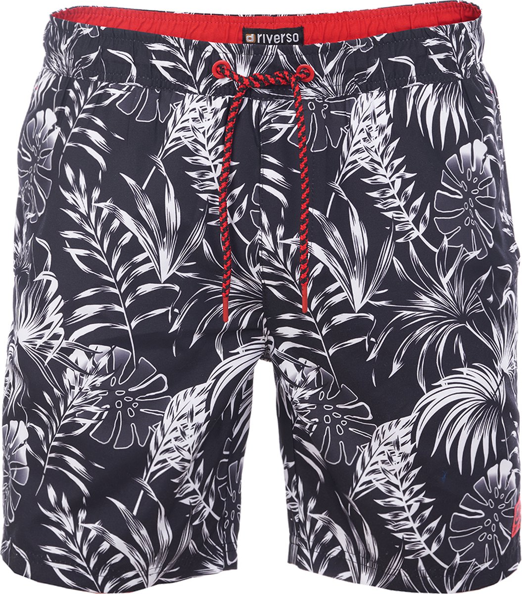 riverso Heren Short RIVKai bequem Zwart M Volwassenen Zwemshort met Print met Elastische Band