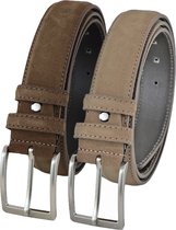 Set de Ceintures de Pantalon en daim Landley - Pack duo de Ceintures pour hommes en cuir suédé - Cuir - Marron et taupe - Longueur totale 120 cm / Taille de ceinture 105