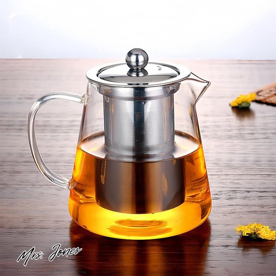 Elegante glazen theepot van 1900 ml met uitneembare infuser - Perfect