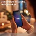 Smartphone met Calex Smart Home app in handen. Gemakkelijke installatie met Calex App.