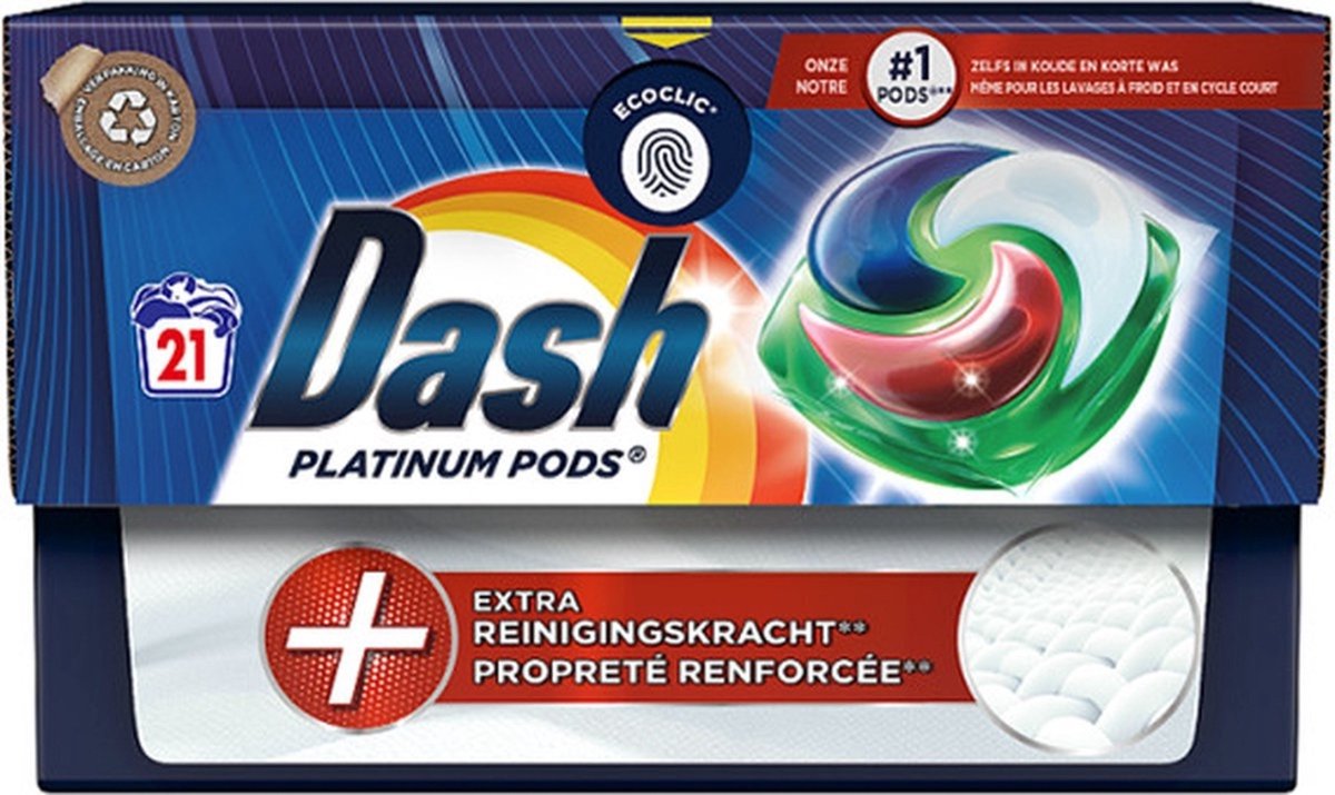 Goedkoopste Dash Platinum - Wasmiddel Capsules - Witte en Gekleurde Was - 21 Wasbeurten