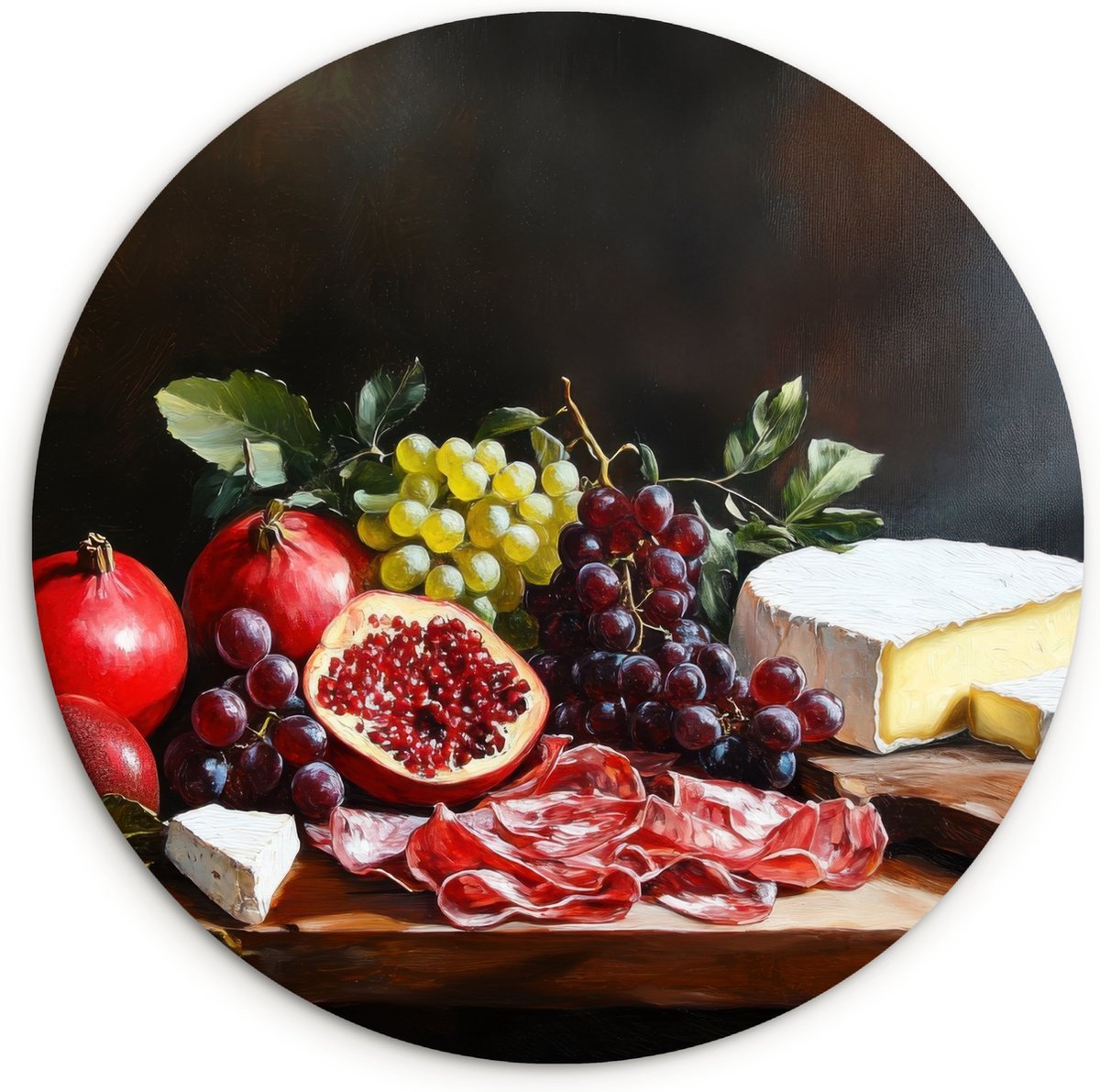 WallCircle Wandcirkel 30x30 cm - Muurcirkel Borrelplank - Stilleven - Vintage - Muurdecoratie woonkamer - Wanddecoratie keuken - Kamer decoratie accessoires - Ronde schilderijen Fruitplank - Stilleven