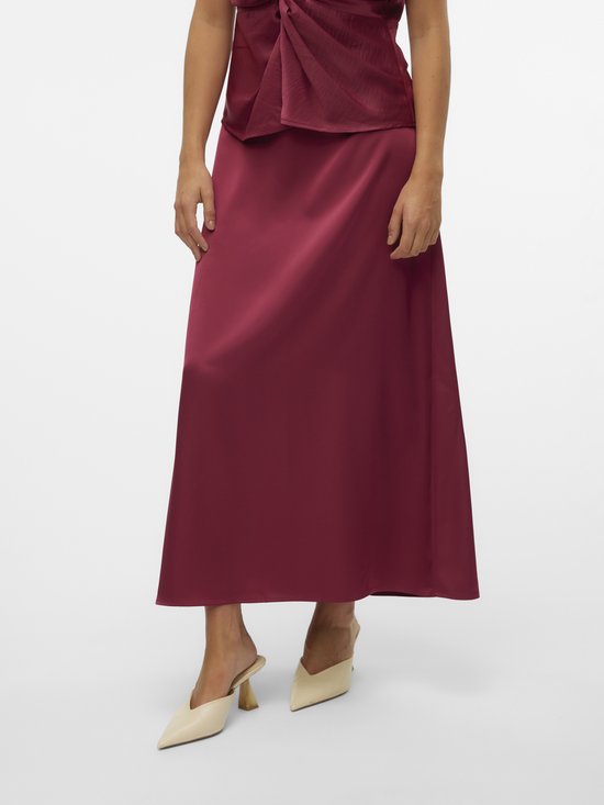 Vero Moda Vmopaula Mw Jupe Longue Rouge Plum BORDEAU M