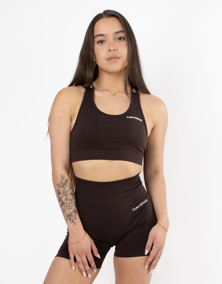 Eternity Sportbra | CAPO FINALE - Sportbra's | L | Kleur Bruin | Sportkleding | Activewear | Gymkleding | Fitnesskleding | Sportoutfit | Fitness | Hardlopen | Crossfit | Yoga | Pilates | Krachttraining