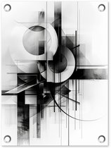 Tuinposter 30x40 cm - Tuindecoratie Abstract - Kunst - Modern - Zwart wit - Poster voor in de tuin - Buiten decoratie - Schutting tuinschilderij - Tuindoek muurdecoratie - Wanddecoratie balkondoek