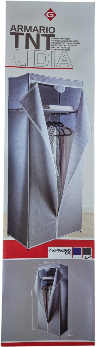 Gerimport Mobiele Kledingkast - opvouwbaar - 75 x 46 x 160 cm - bruin - opberger van Gerimport — afbeelding 2