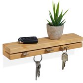 sleutelrekje - magnetisch - voor binnen - 29,5 cm - wand - bamboe