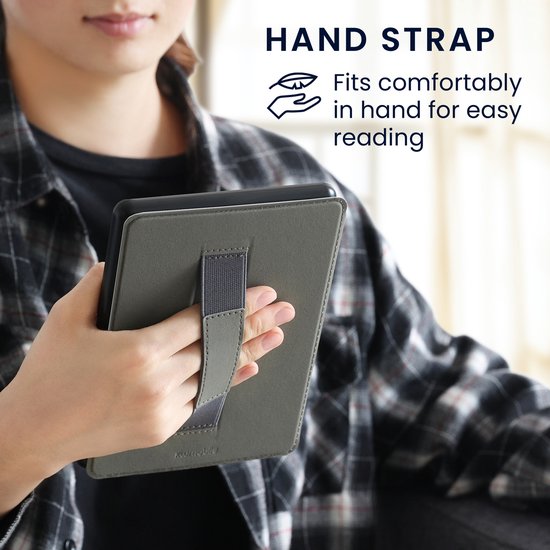 kwmobile e-reader hoesje geschikt voor Pocketbook Verse / Verse Lite / Verse Pro / Color / Vivlio Light/Light HD hoes - E reader flip case met magneetsluiting - Ereader cover - Bloemen in reliëf design in groen van Merkloos — afbeelding 4