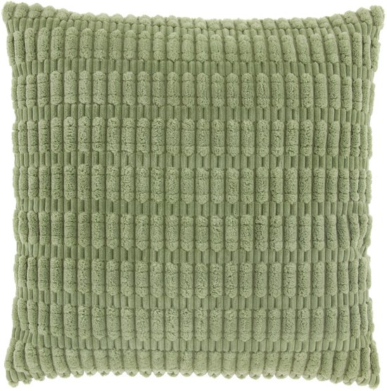 CEDRO - Sierkussenhoes - 45x45 cm - Motif côtelé - Vert thé