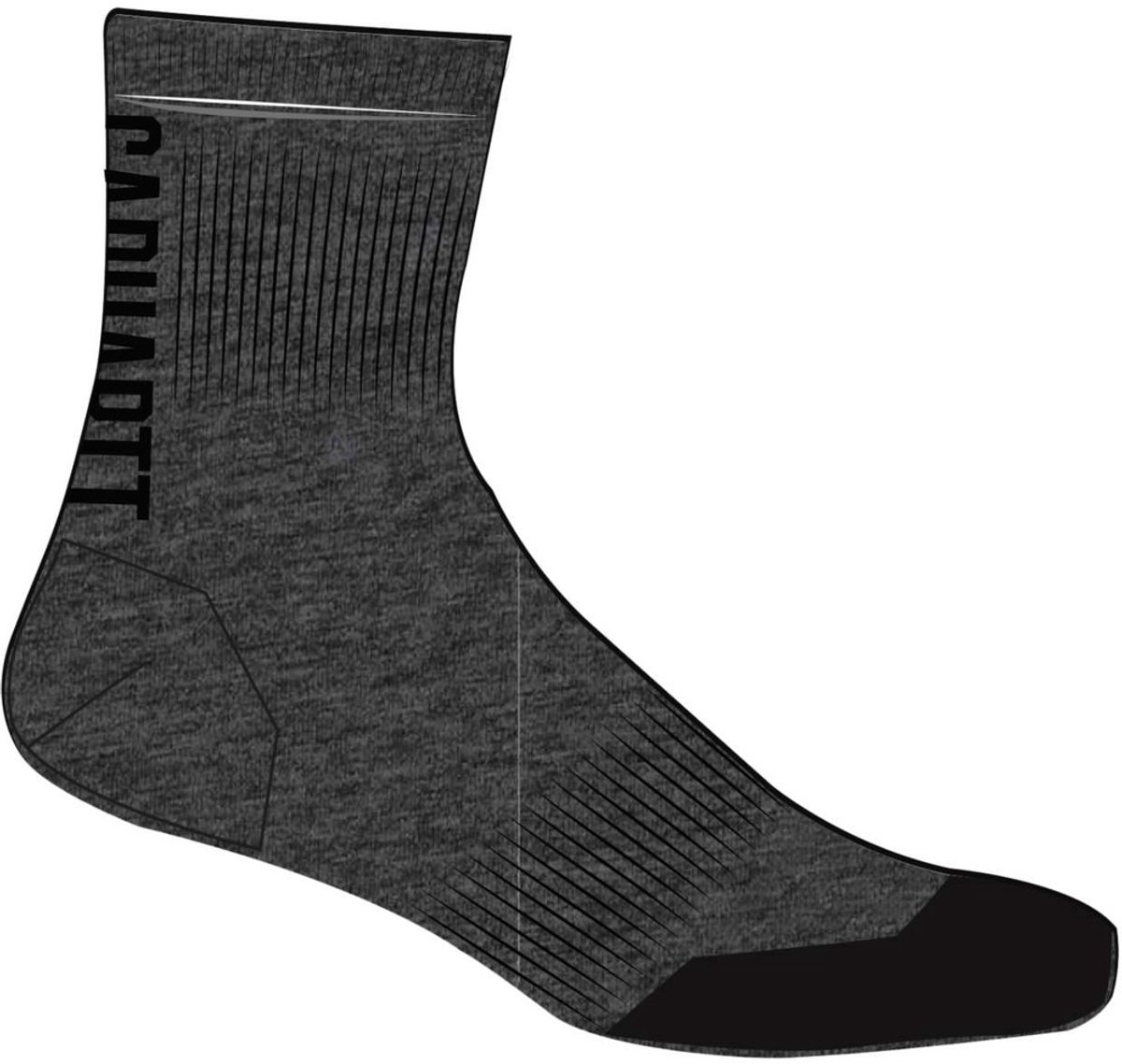 Carhartt Force Logo Short Crew Sock 3 Pack Carbon Heather-XL Grijs