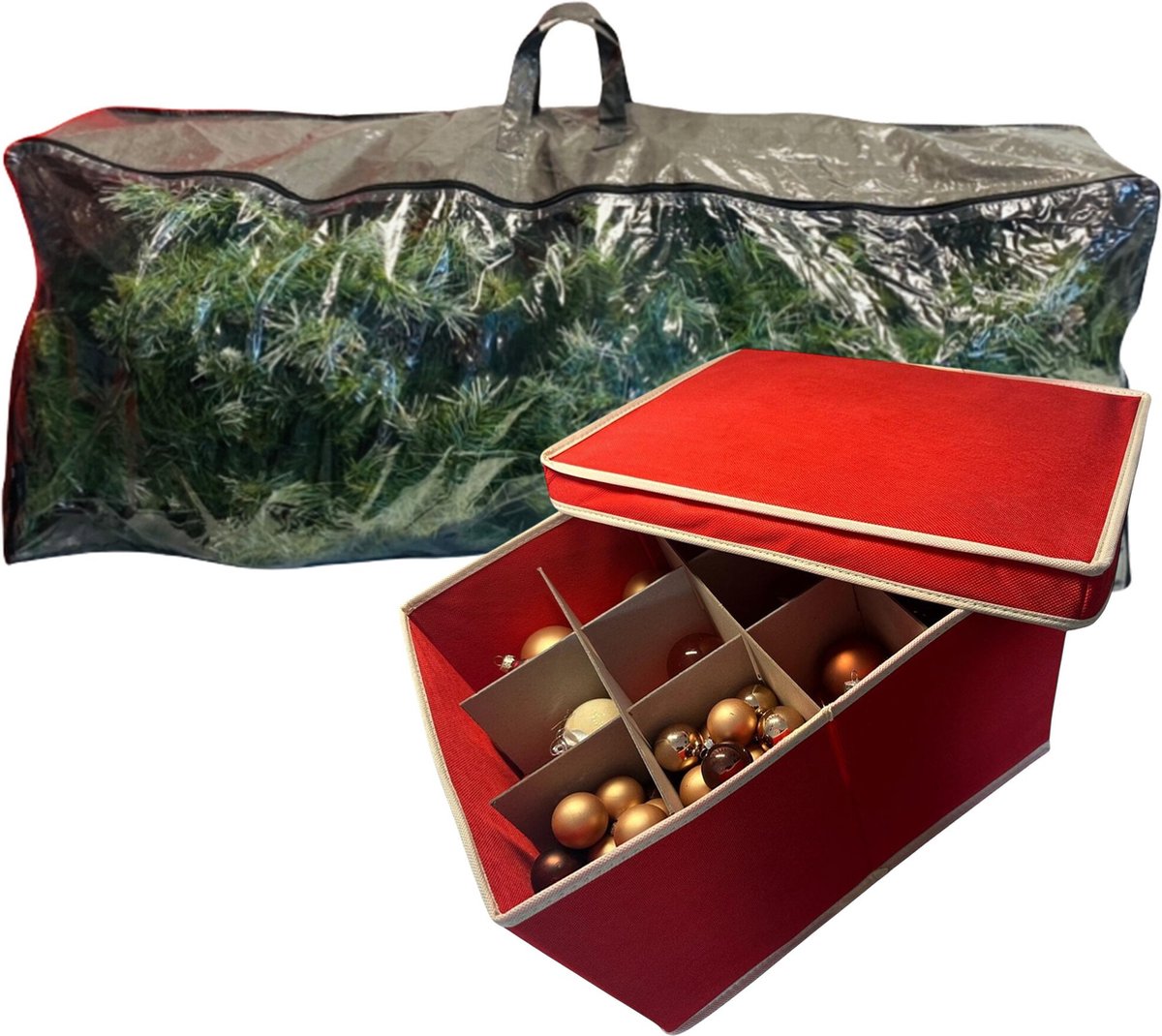 CUHOC Kerstboomopbergtas met Kerstballenopbergbox - Makkelijk kerstversiering bewaren